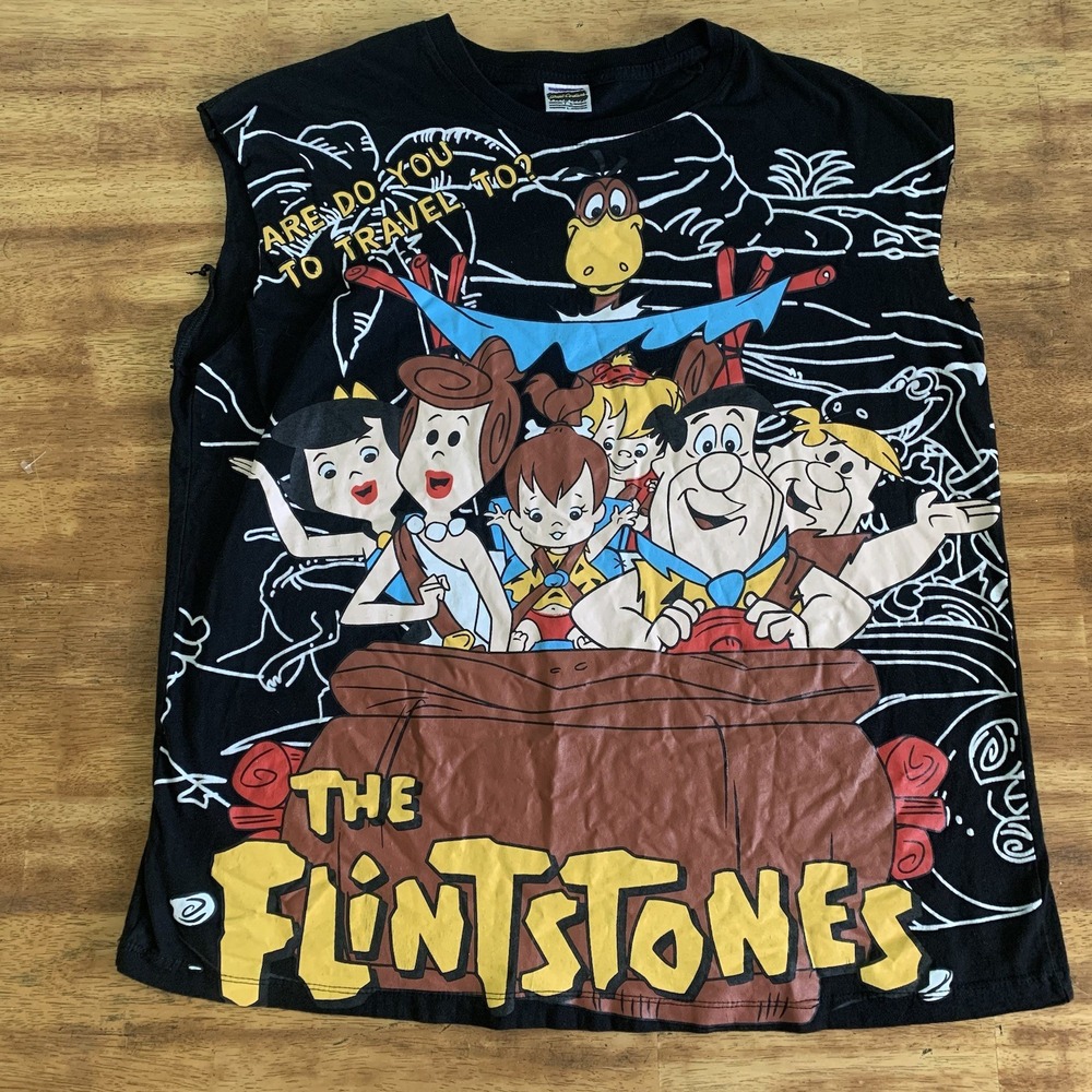 Street Couture Flinstones Graphic AOP T-Shirt Vintage Sleeveless All Over Print
